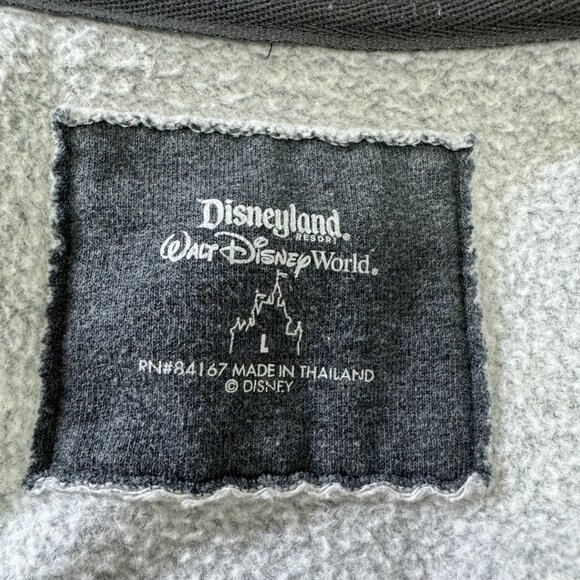 Disney World Size L Hoodie Full Zip Mickey Mouse Gray Red Plaid Preppy Fleece - Picture 10 of 10